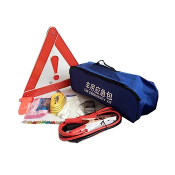  9Pcs Пътна помощ Авто авариен комплект Комплект аксесоари за първа помощ със здрава чанта за инструменти (случаен цвят)