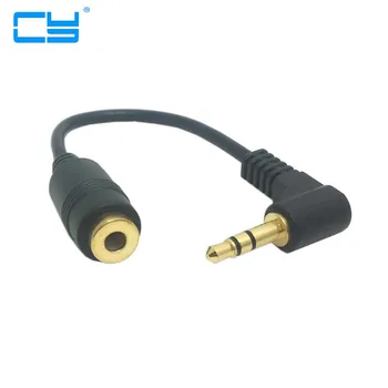   високо качество 90 градуса прав ъгъл 3.5mm 3pole аудио стерео музикален микрофон мъжки към женски удължителен кабел адаптер 0.2m