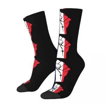  Френски флаг юмрук унисекс чорапи колоездене 3D печат щастливи чорапи улица стил луд чорап