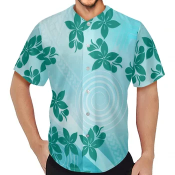  Samoa Tribe Sports Бейзболна риза с къс ръкав Дишаща бейзболна риза Hawaii Summer Style Mens Frangipani Print T Shirts
