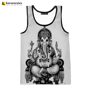  2023 Гореща продажба Ганеша жилетка Индуизъм със слонска глава Бог Ганеша 3D потници Мъже Жени Улично облекло Извънгабаритни ризи без ръкави