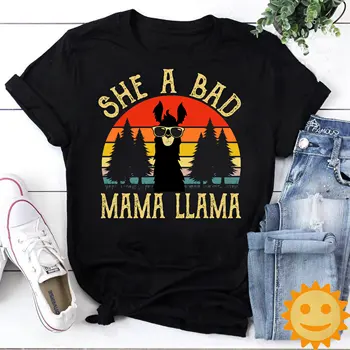  Тя лоша мама лама реколта тениска учител живот риза