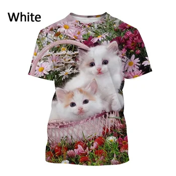  2023 Нова гореща продажба Cat 3D T ризи Личност Сладка двойка Интимна животинска тениска Забавни Унисекс хип-хоп Harajuku печат тениска