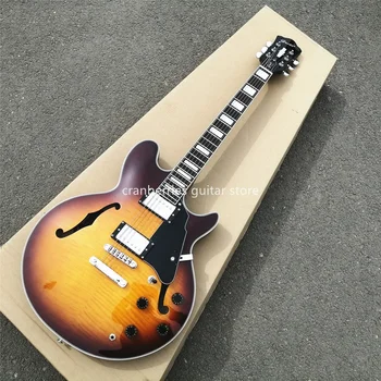  Grote 501 jAZZ електрическа китара,Сънсет цвят 6 струнни китара,най-високо качество,кухо тяло,,безплатна доставка