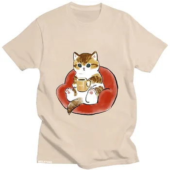  Смешни котешки карикатурни тениски Тениска с модел за домашни любимци 100% чисти памучни ризи Летни ежедневни дрехи Kawaii Kitty отпечатана графична тениска