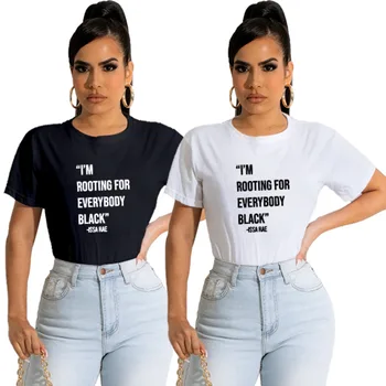  I'm Rooting for Everybody Black Issa Rae Women Cotton Short Sleeve T Shirts Streetwear Black Lives Matter Woman Rights Tshirt
