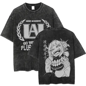  My Hero Academia Аниме тениска Grunge Y2K Top Tees 100% памук измити тениска Man Baggy хип-хоп Streetwear Casual мода T Shirt