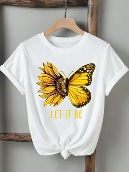  Butterfly 90s Trend Cute Women Lady Tshirts Printed Fashion Casual Tee Short Sleeve Graphic T Top Clothing Printing T-Shirt