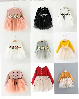  Детски момичета рокля есен зима деца момичета дълъг ръкав рокли за момичета принцеса рокля детски дрехи 1 2 3 година