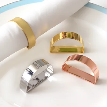  Метален цвят за запазване галванично D-образна салфетка пръстен творчески половин кръг салфетка пръстен мода желязо салфетка ключалката