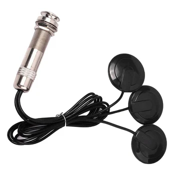  Китарен пикап пиезо контактен микрофон пикап 3 преобразувател пикап система за акустичен 6.35mm жак (черен)