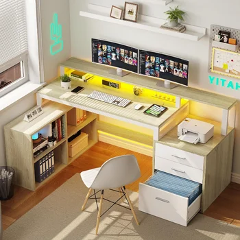  L оформено бюро с електрически контакти & LED светлини & шкаф за файлове, 65