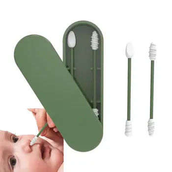  Ear Cleaner стик мини памучни тампони за многократна употреба Q-съвети за ушите Екстра мек BPA безопасни тънки памучни тампони деца безопасност тампони силикон