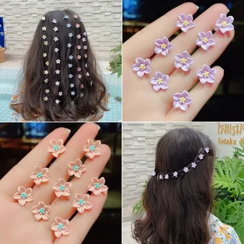  10Pcs / чанта мини сладък цвете коса нокът клипове сладък прически фиби фиби щипки за коса нокти за деца момичета карикатури шапки подарък