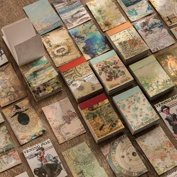  50 листа реколта наръчник серия японски хартия стикер книга материал колаж DIY декорация етикет стикери албум Scrapbooking