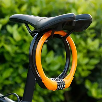  Заключване на велосипеди 4-цифрен код Комбинация MTB пътен велосипед кабел сигурност заключване открит против кражба пръстен катинар Аксесоари за колоездене 1бр