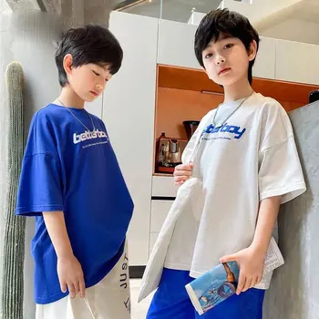  Тениска с къс ръкав за бебешки тениски Детски блузи Детска тениска Корея Корейски летни дрехи Момче Детска тениска Момчета