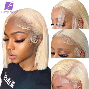  Honey Blonde Color 613 Bob Wig Deep Part 13x6 Бразилски Straight Bob Wig Lace Front Human Hair Wigs Lace Frontal Wigs for Women