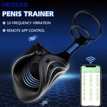  HESEKS APP Bluetooth пенис вибратор за мъже Забавяне на пениса треньор пръстен секс машина Glans масажор мъжки мастурбатор секс играчка за мъже