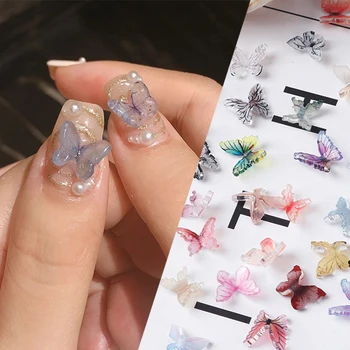  10 бр. 3D цветна пеперуда смола нокти изкуство декорации реалистични боядисани маникюр бижута аксесоари на едро капка доставка