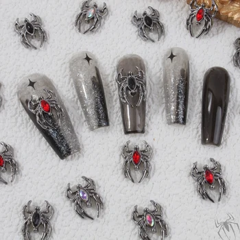  10pcs Метални Spider нокти сексапил Готически пънк стил AB стъкло скъпоценни камъни кристали Хелоуин нокти изкуство декорация блясък аксесоари