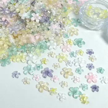  100Pcs 3D мини малки цветни бижута за нокти лед прозрачни Kawaii нокти кристали декорации смола плосък гръб 6mm / 10mm