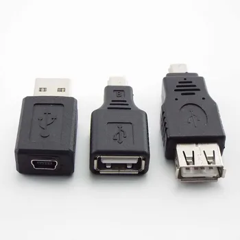  USB 2.0 женски мъжки към мини B 5-пинов женски / мъжки конектор адаптер за мини тип-A B жак сплитер PC смарт телефон OTG конвертор a