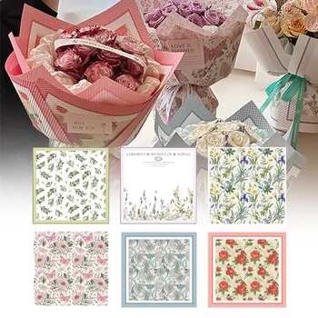  10Pcs Романтични флорални опаковъчни хартии Релефен материал за декорация на цветя Подаръчни опаковъчни хартии Сватбен ръчно изработен букет за подаръци