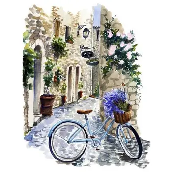  GATYZTORY акрилна живопис по номер колоритен велосипед ръчно рисувани DIY рамка рисунка върху платно цвете стена изкуство картина Home Deco