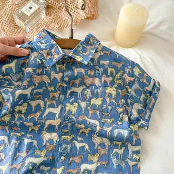  2023 Лято момичета момчета сладък печат две части костюм бебе деца детски дрехи комплект блуза+ шорти