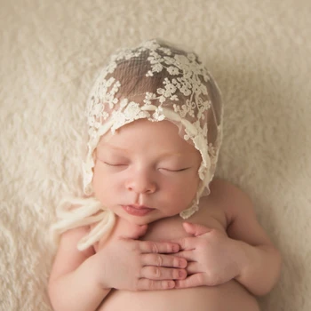  новородено бебе момиче момче малко дете бебе дантела шапка флорални бродирани меки сладък шапка шапка фотография подпори шапки снимка подпори износване