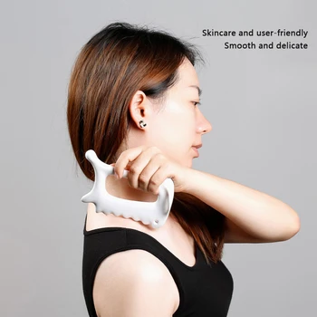  Бяла керамична дъска за изстъргване на лицето Гуаша Handheld цялото тяло универсален тип акупунктурен масажор лимфен дренаж масажор