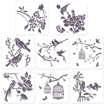  co231 8X DIY цвете птици декоративен шаблон шаблон миещи се за дете ръчно изработени любовник