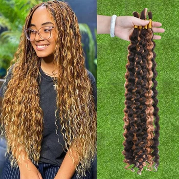  Маркирайте насипна човешка коса за плетене на бразилски дълбоки вълни насипни 100 грама цветни разширения за коса Remy за жени Remy коса